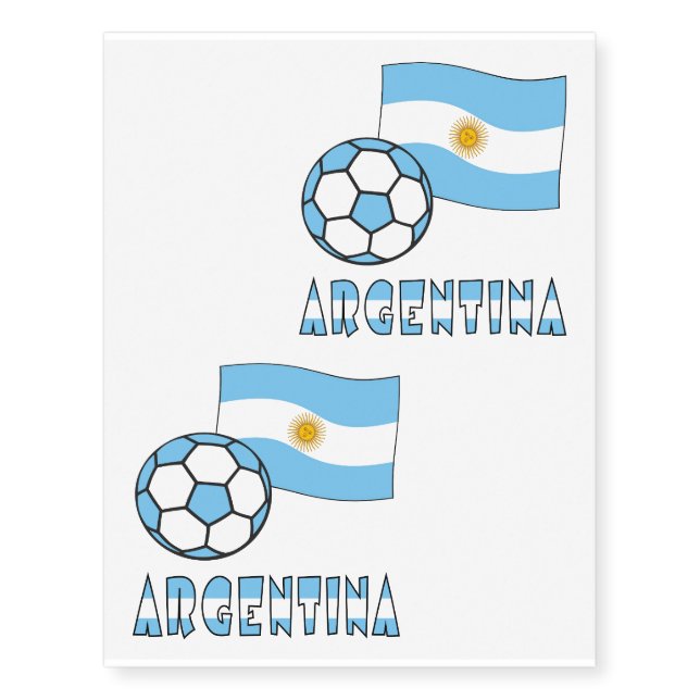 Argentine Soccer Ball and Flag Temporary Tattoos (Front)