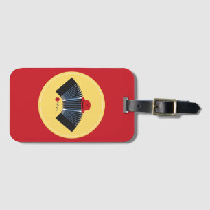 Argentine Tango Bandoneon with Red Fedora and Rose Luggage Tag
