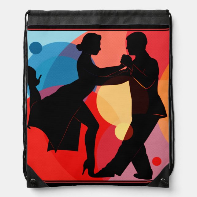 Argentine Tango Dance Couple Silhouette Drawstring Bag (Front)
