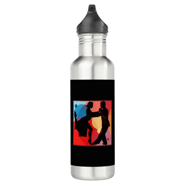 Argentine Tango Dance Couple Silhouette Stainless Steel Water Bottle (Right)