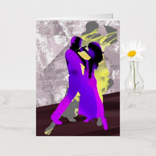 Argentine tango dancers foil greeting card