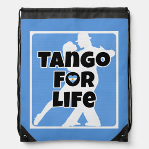 Argentine Tango for Life Blue and White Drawstring Bag