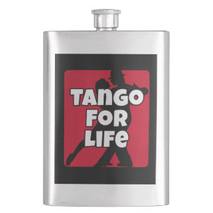 Argentine Tango for Life Red Black Dance Couple Flask