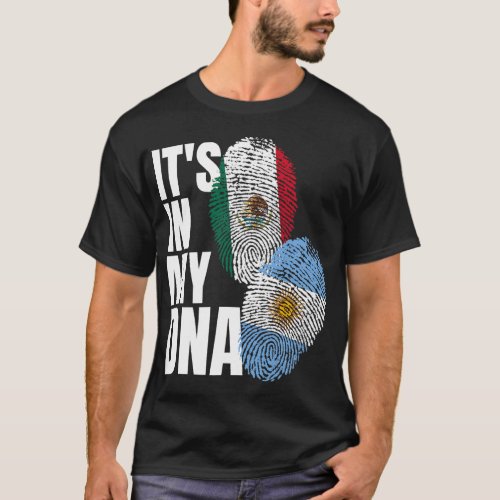 Argentinian And Mexican Mix DNA Flag Heritage T_Sh T_Shirt