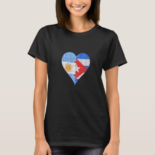 Argentinian Cuban Flag Heart  T_Shirt