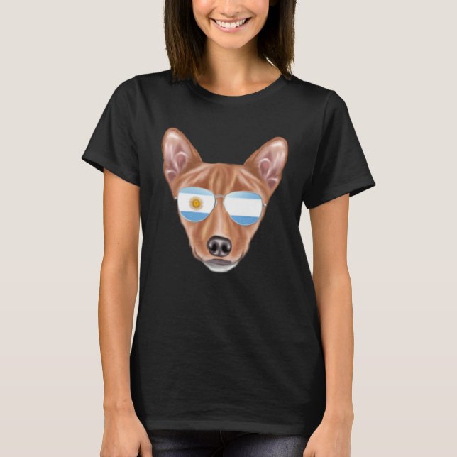 Argentinian Flag Basenji Dog Argentina Pocket T-Shirt (Front)