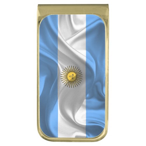 Argentinian flag gold finish money clip