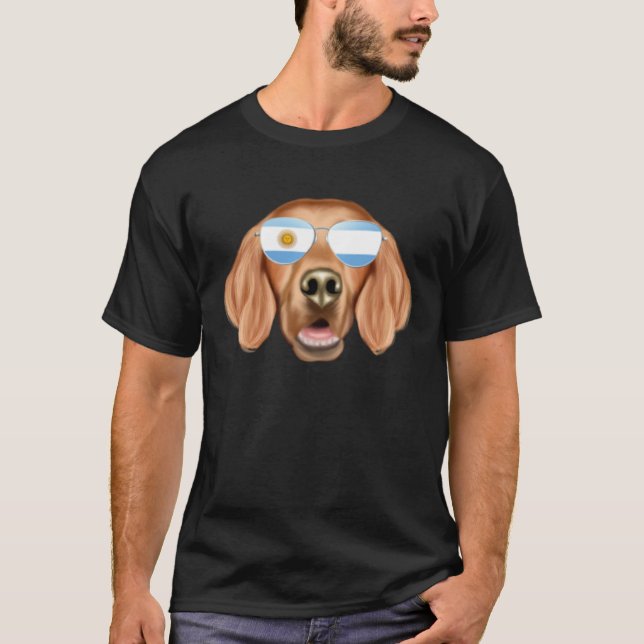 Argentinian Flag Irish Setter Dog Argentina Pocket T-Shirt (Front)