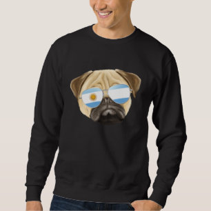 Argentinian Flag Pug Dog Argentina Pocket Sweatshirt