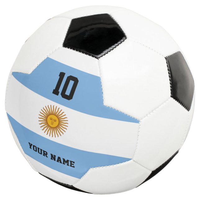 Argentinian flag soccer ball with custom name (Three Quarter)