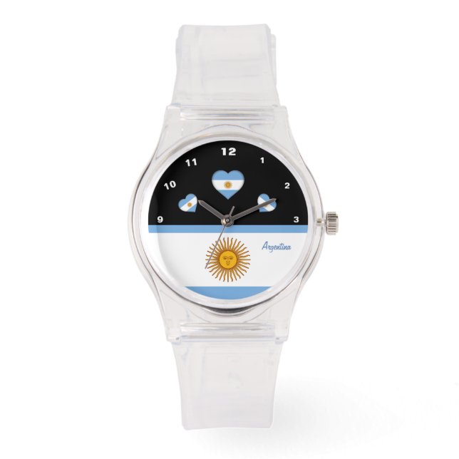 Argentinian Flag watch, Hearts, Argentina /sports Watch (Front)