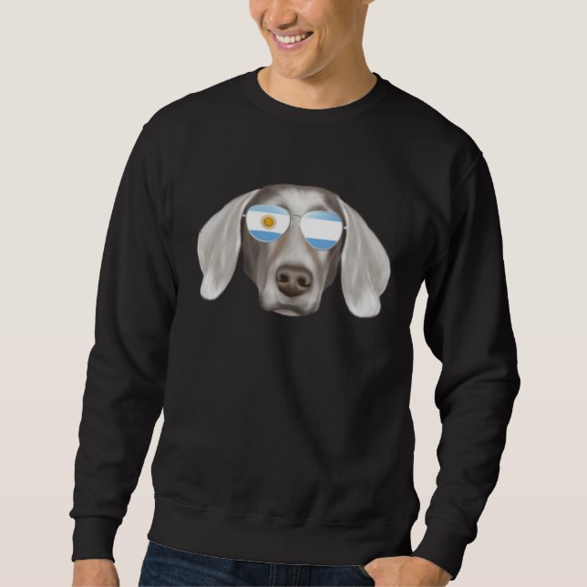 Argentinian Flag Weimaraner Dog Argentina Pocket Sweatshirt (Front)