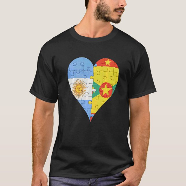 Argentinian Grenadan Flag Heart T-Shirt (Front)