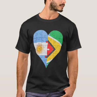 Argentinian Guyanese Flag Heart T-Shirt