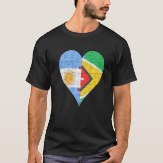 Argentinian Guyanese Flag Heart T-Shirt