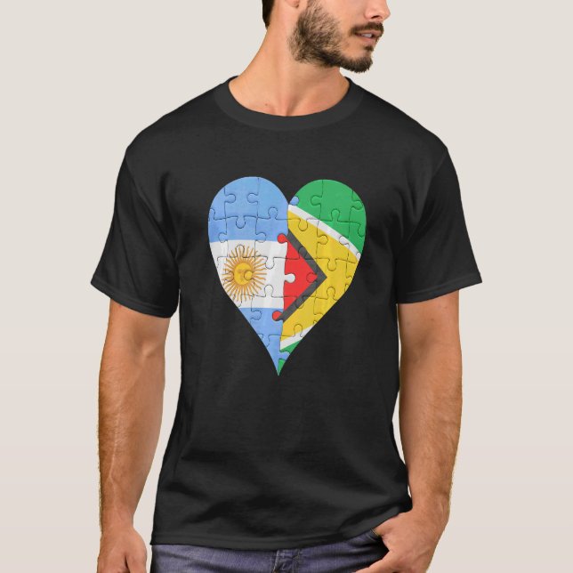 Argentinian Guyanese Flag Heart T-Shirt (Front)