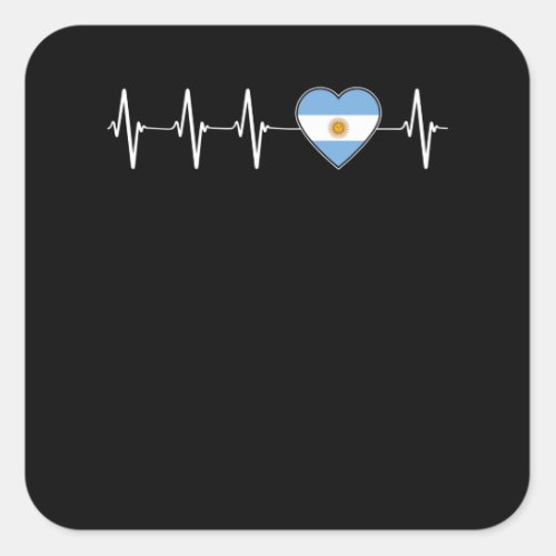 Argentinian Heartbeat I Love Argentina Flag Heart Square Sticker