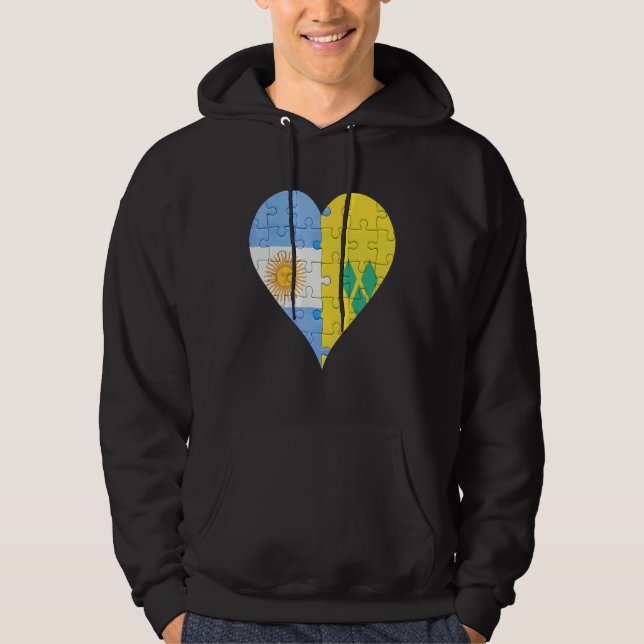 Argentinian Saint Vincentian Flag Heart Hoodie (Front)