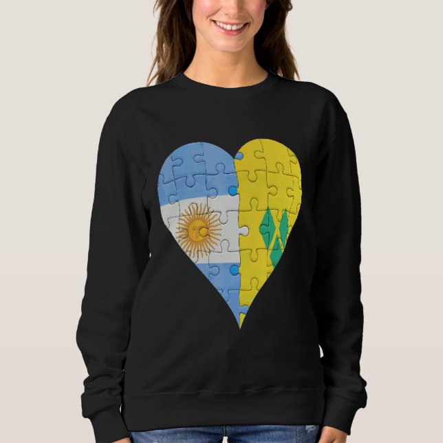 Argentinian Saint Vincentian Flag Heart Sweatshirt (Front)