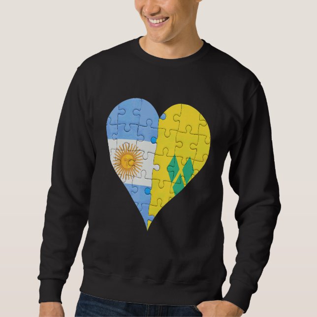 Argentinian Saint Vincentian Flag Heart Sweatshirt (Front)