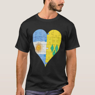 Argentinian Saint Vincentian Flag Heart T-Shirt