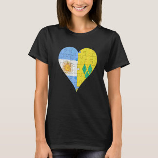 Argentinian Saint Vincentian Flag Heart T-Shirt
