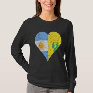 Argentinian Saint Vincentian Flag Heart T-Shirt