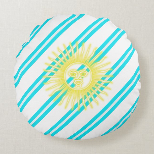 Argentinian stripes flag round pillow (Front)