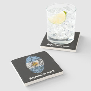 Argentinian touch fingerprint flag stone coaster