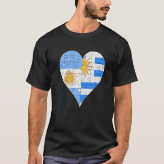 Argentinian Uraguyan Flag Heart T-Shirt