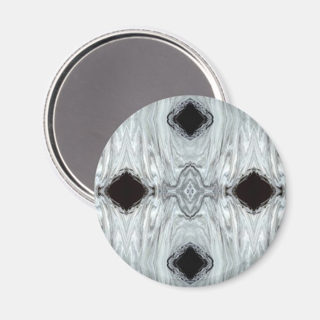 Argentum Gray and Black Abstract Acrylic Fluid Art Magnet (Front/Back)