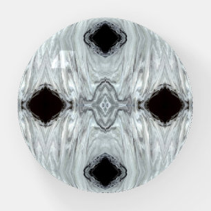 Argentum Gray and Black Abstract Acrylic Fluid Art Paperweight
