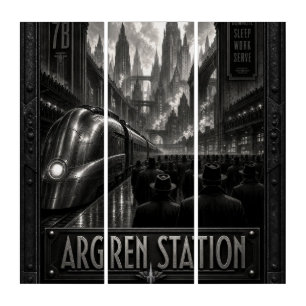 Argren Station Dystopian Zoltanis Plaza Cityscape Triptych