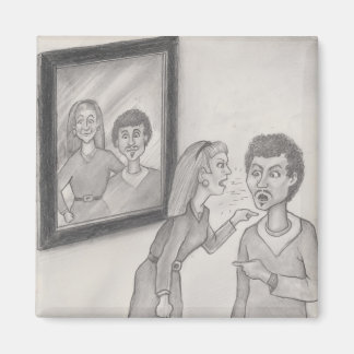 Arguing in Life Near Happy Couple Shown in Art Magnet