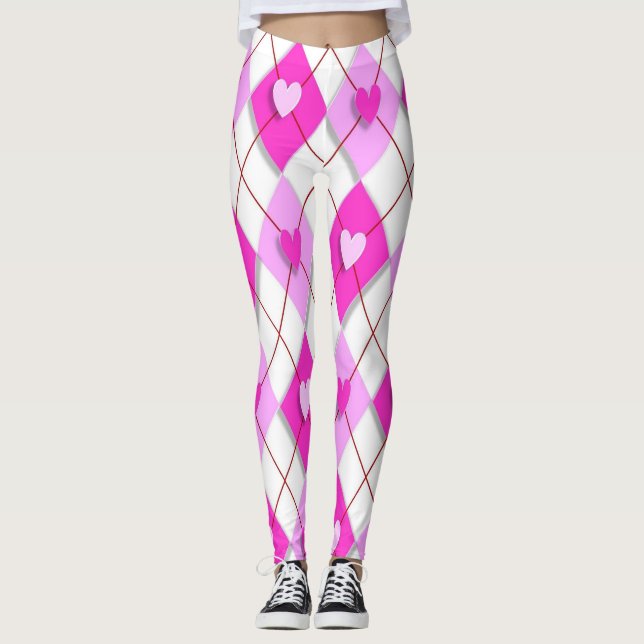 Argyle 3d Hearts Leggings (Front)