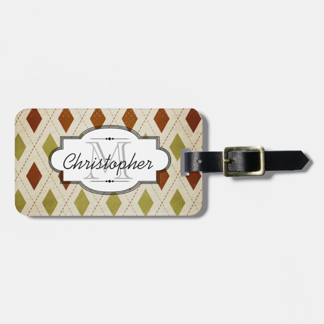 Argyle and Plaid Luggage Tag (Front Horizontal)
