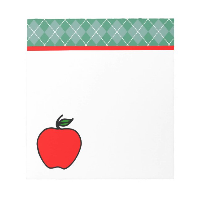 Argyle Apple Teacher's School Notepad Gift (Front)