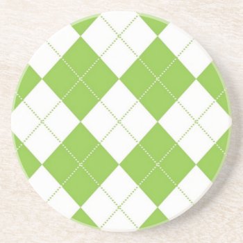 Argyle Beverage Coaster - Lime Sq by SixCentsStudio at Zazzle