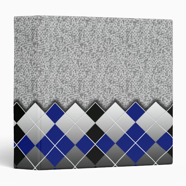 argyle blue 3 ring binder (Front/Spine)