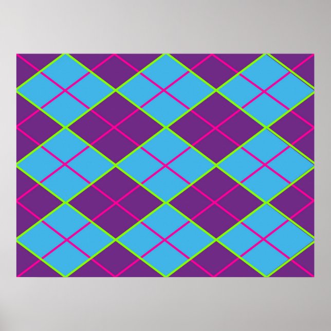 Argyle blue and purple poster (Front)