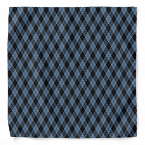 Argyle Blue Black White Stripes Diamond pattern Bandana