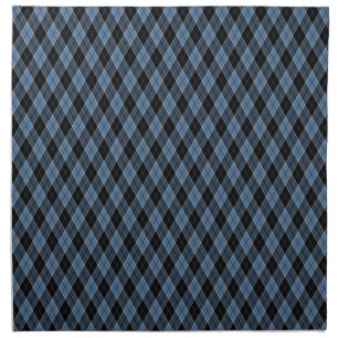 Argyle Blue Black White Stripes Diamond pattern Cloth Napkin