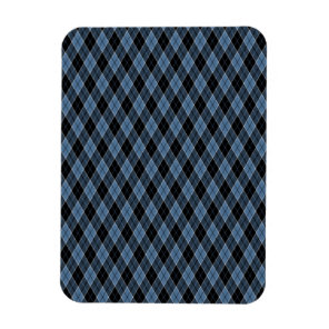 Argyle Blue Black White Stripes Diamond pattern Magnet