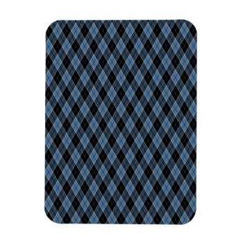Argyle Blue Black White Stripes Diamond Pattern Magnet by sumwoman at Zazzle