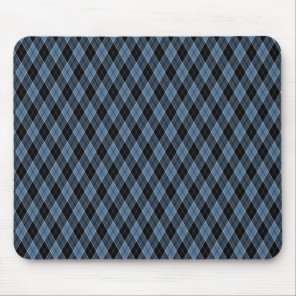 Argyle Blue Black White Stripes Diamond pattern Mouse Pad