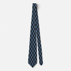 Argyle Blue Black White Stripes Diamond pattern Neck Tie
