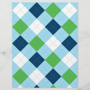 Argyle Blue Green Baby Scrapbook Paper