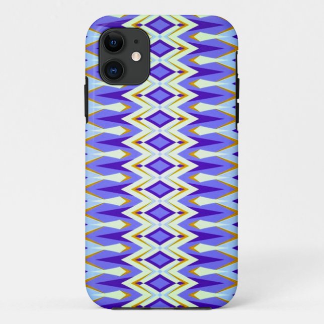 Argyle Blue, Orange and White Geometric Pattern Case-Mate iPhone Case (Back)