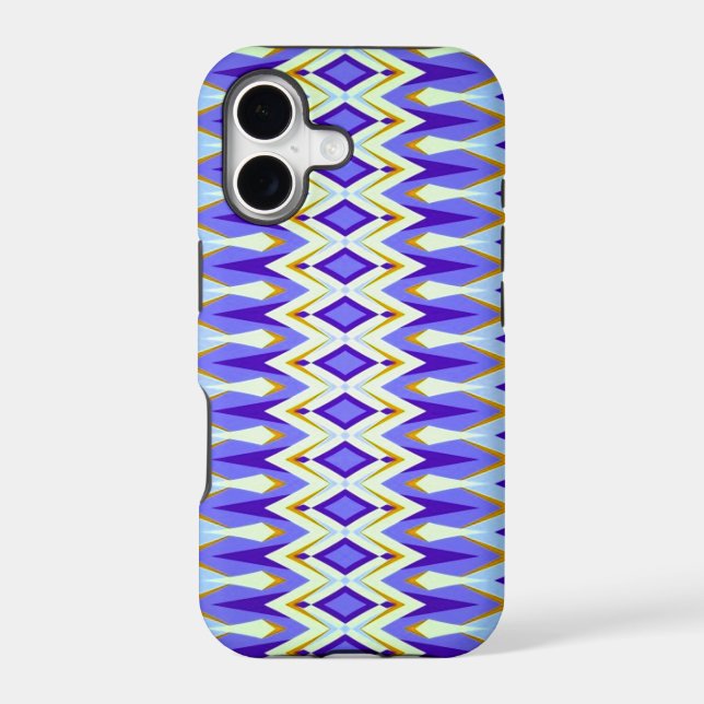 Argyle Blue, Orange and White Geometric Pattern Iphone Case (Back)