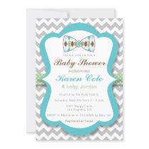 Argyle Bow Tie Boy Baby Shower Invitation